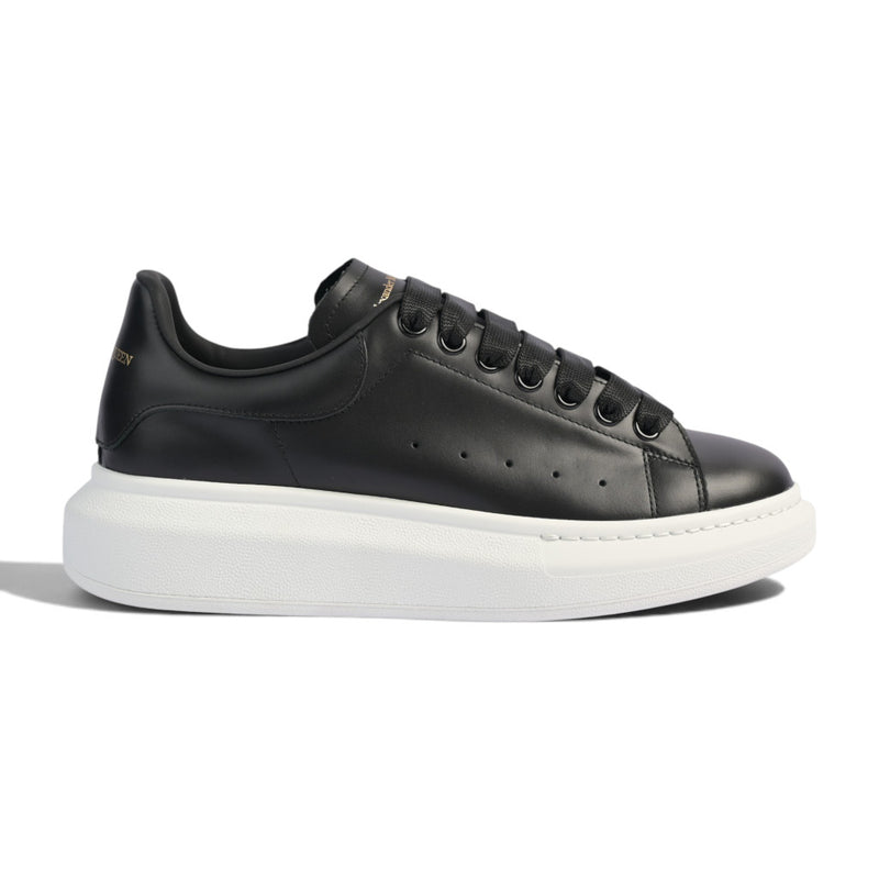 Alexander McQueen Black Leather White Platform Sneakers