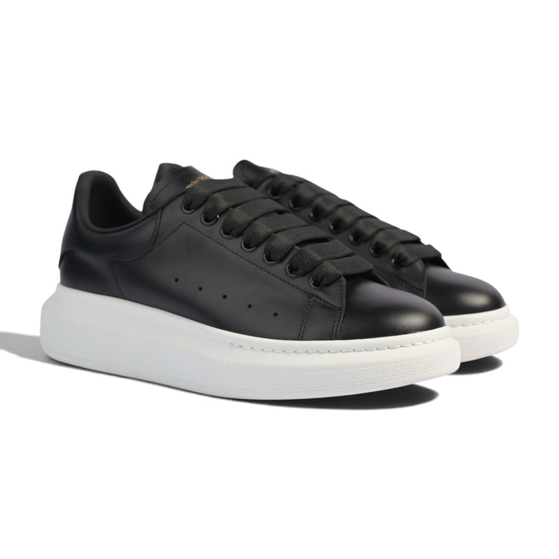Alexander McQueen Black Leather White Platform Sneakers