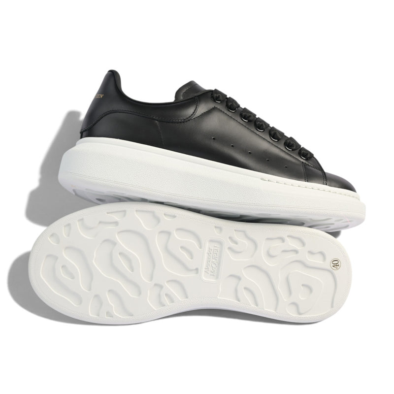 Alexander McQueen Black Leather White Platform Sneakers